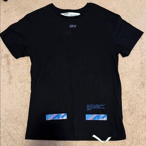 Off-White Black Tee with Multicolor Logo